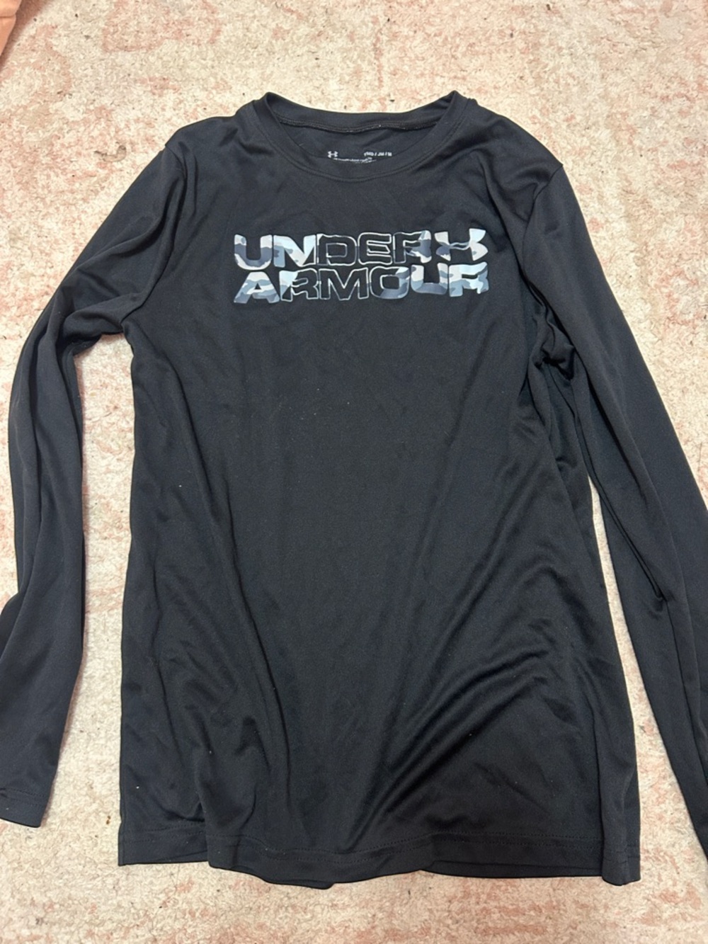 Under Armour Black Long Sleeve Logo Tee with Gray Camo Print